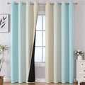 Estelar Textiler Aqua and Beige Blackout Curtains 102 Inch Length 2 Panels Set, Thermal Insulated Ombre Grommet Drapes for Bedroom, Full Room Darkening Gradient Curtains for Living Room,52Wx102L