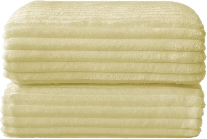 BEDELITE Fleece Throw Blanket for Couch – 3D Ribbed Jacquard Soft and Warm Decorative Fuzzy Blanket – Cozy, Fluffy, Plush Lightweight Transparent Yellow Throw Blankets for Bed, Sofa, 50x60 inches