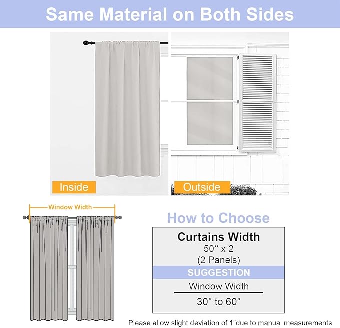 Simplebrand Ava Natural Blackout Curtains for Bedroom 96 Inches Long 2 Panels, Solid Thermal Insulated, Energy Saving Living Room Window Treatment Curtains Blackout Drapes, W50 x L96 Inch, Natural
