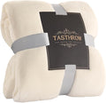 TASTHROW Large Flannel Fleece Throw Blanket, 60×80 Inch - Cozy Lightweight Thick Blanket - All Seasons Suitable for Women, Men and Kids (Cream White)