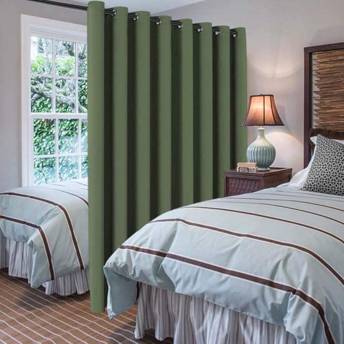 H.VERSAILTEX Blackout Patio Curtains 100 x 96 Inches for Sliding Door Extral Wide Blackout Curtain Panels Thermal Insulated Room Divider - Grommet Top, 8' Tall by 8.5' Wide - Bronze Green