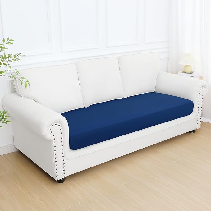 Smiry Printed Couch Cushion Covers, Stretch Soft Couch Covers for Sofa, Washable Non-Slip Sofa Slipcover Furniture Protector for Indoor and Outdoor (Large, Navy)
