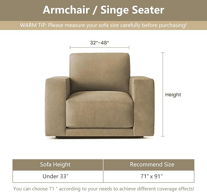 MYSKY HOME Chair Covers Armchair, Recliner Chair Cover Dark Grey Couch Cover, Sofa Cover for Sectional Sofa L Shape Oversized Couch Covers Protector for Dog Pet Couch Throw Slipcover Washable, 71"X91"