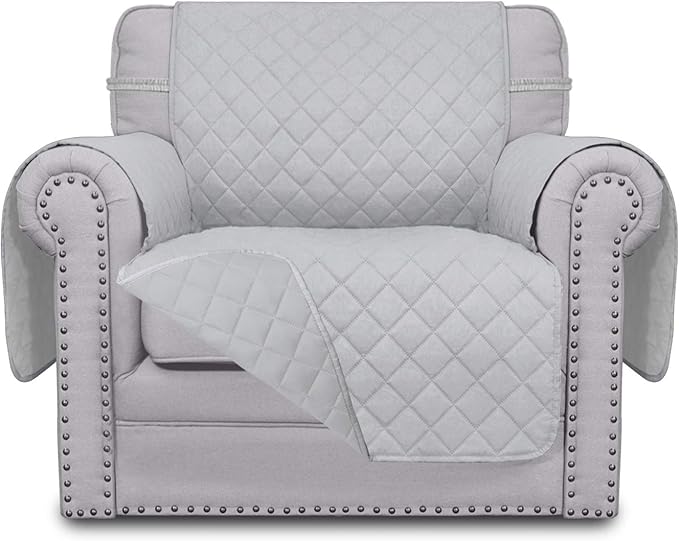 Easy-Going Chair Sofa Slipcover Reversible Sofa Cover Water Resistant Couch Cover Furniture Protector Cover with Elastic Straps for Pets Kids Children Dog Cat (Chair, Light Gray/Light Gray)