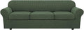 H.VERSAILTEX 4 Piece Stretch Sofa Covers for 3 Cushion Couch Covers for Living Room Furniture Slipcovers (Base Cover Plus 3 Seat Cushion Covers) Thicker Jacquard Fabric (Large Sofa, Bronze Green)