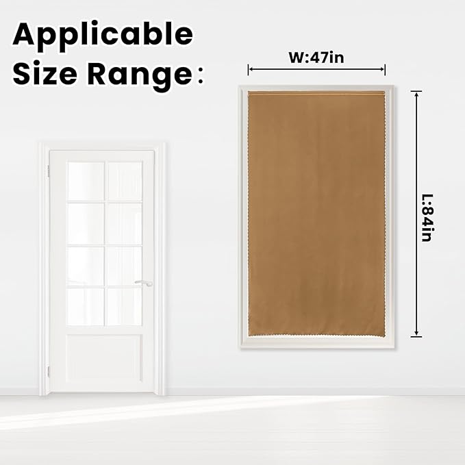 Self Adhesive Curtains, Stick Curtain Blackout Shades Window Cover Curtains for Living Room No Drilling, 47" W X 84" L, Brown, 1 Panel