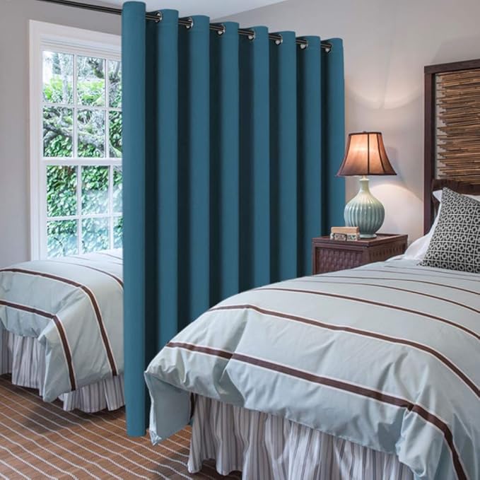 H.VERSAILTEX Blackout Patio Curtains 100 x 84 Inches for Sliding Door Extral Wide Blackout Curtain Panels Thermal Insulated Room Divider - Grommet Top, 7' Tall by 8.5' Wide - Dark Teal