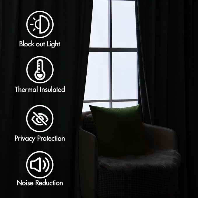 MIULEE Velvet Curtains 108 inches - Luxury Blackout Curtains for Bedroom Living Room Thermal Insulated Super Soft Window Drapes Rod Pocket & Back Tab, Sage Green, W52 x L108 inches, 2 Panels