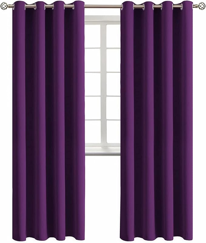 BGment Blackout Curtains - Grommet Thermal Insulated Room Darkening Bedroom and Living Room Curtain, Set of 2 Panels (52 x 84 Inch, Royal Purple)