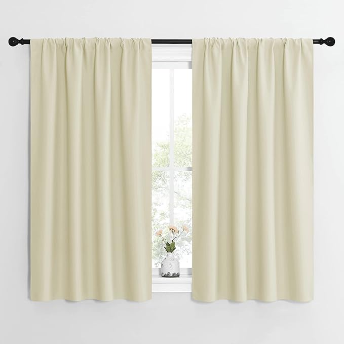 NICETOWN Kitchen Curtains, Short Blackout Curtains & Drapes, Home Decoration Privacy Thermal Insulated Curtains for Unicorn Theam Room (Beige, 42" Wide, 54" Long, 2 PCs)