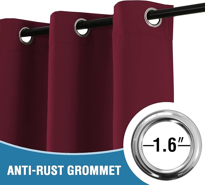 H.VERSAILTEX Christmas Doorway Curtain Blackout Door Curtain Room Divider Window Treatment Curtain for Bedroom Thermal Insulated Privacy Drape Soundproof Grommet, 42 x 80 inches, 1 Panel, Burgundy