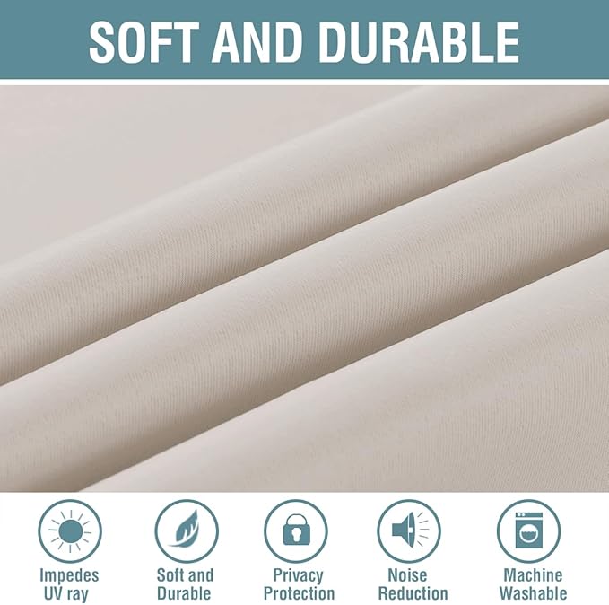 H.VERSAILTEX Blackout Patio Curtains 100 x 84 Inches for Sliding Door Extral Wide Blackout Curtain Panels Thermal Insulated Room Divider - Grommet Top, 7' Tall by 8.5' Wide - Natural