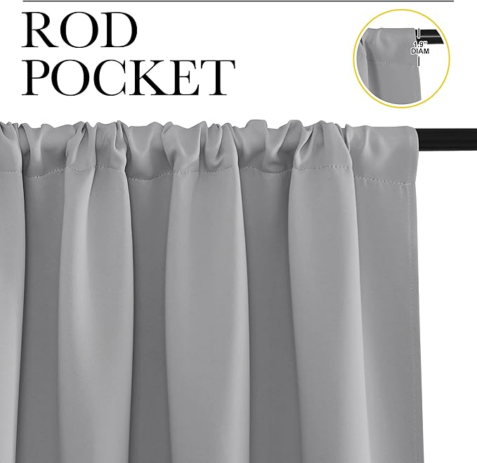 NICETOWN RV Blackout Curtains for Camper Windows, Short Room Darkening Curtains for Kitchen, Home Decoration Thermal Insulated Blackout Drapes for Small Windows (Silver Grey, 2 Panels, W29 x L20)