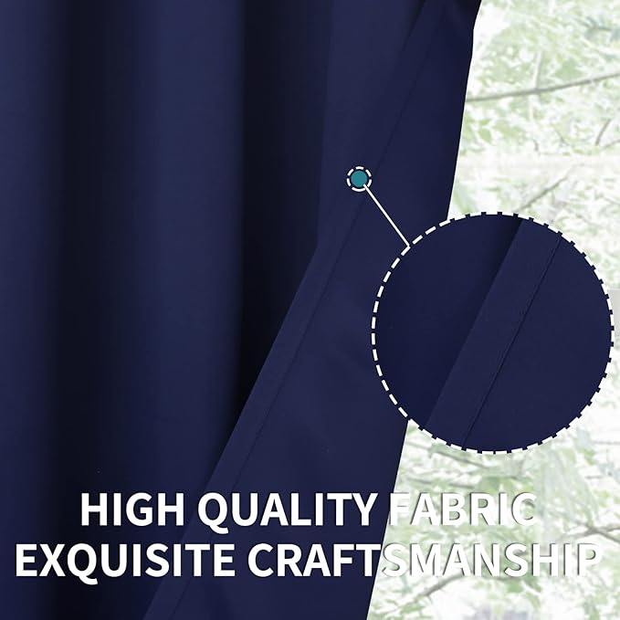 BGment Blackout Curtains for Living Room - Grommet Thermal Insulated Room Darkening Curtains for Bedroom, Set of 2 Panels (52 x 54 Inch, Navy Blue)