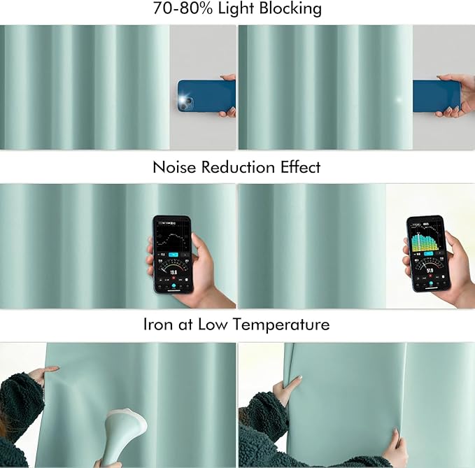MIULEE Aqua Back Tab Blackout Curtains 84 Inch Length 2 Panels Set for Living Room Bedroom Privacy, Rod Pocket/Pinch Pleat Thermal Insulated Room Darkening Pleated Light Blocking Drapes