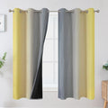 Ombre Gray and Yellow Blackout Curtains 63 Inch Length 2 panels, Full Room Darkening Curtains for Kids Room, Grommet Thermal Insulated Gradient Drapes, Light Blocking Curtains for Bedroom, 42x63 Inch