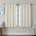 Simplebrand Ava Ivory Short Light Filtering Curtains for Bedroom 45 Inches Long 2 Panels Set, Solid Thermal Insulated, Energy Saving Window Treatment Curtains Light Filtering Drapes, W40 x L45 Inch