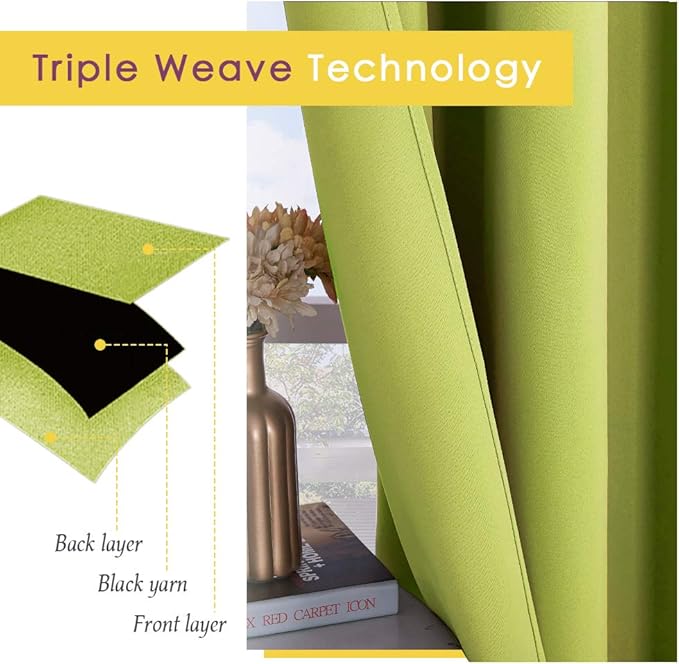 NICETOWN Blackout Curtain Panels for Bedroom, 2 Panels, W42 x L60 inches, Fresh Green, Thermal Insulated Grommet Top Blackout Draperies and Drapes