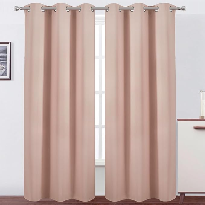 LEMOMO Blush Thermal Blackout Curtains/38 x 84 Inch/Set of 2 Panels Room Darkening Curtains for Bedroom