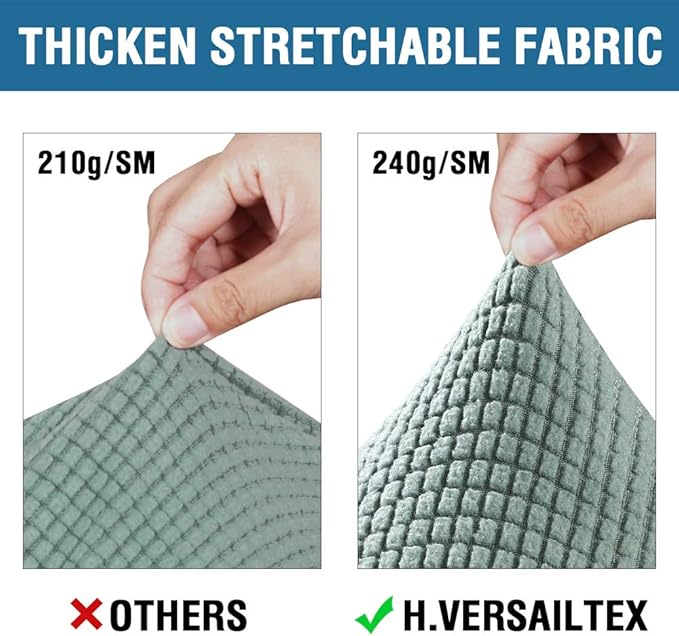H.VERSAILTEX 4 Piece Stretch Sofa Covers for 3 Cushion Couch Covers for Living Room Furniture Slipcovers (Base Cover Plus 3 Seat Cushion Covers) Upgraded Thicker Jacquard Fabric (Sofa, Sage)