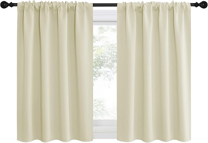 NICETOWN Kitchen Curtains, Short Blackout Curtains & Drapes, Small Window Draperies for Dining Room, Cupboard (Beige, 42 in x 36 in (W x L), Set of 2)