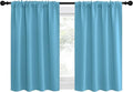 NICETOWN Kitchen Curtains, Teal Blue, 34" x 40", Set of 2, Short Blackout Curtains & Drapes, Thermal Insulated Rod Pocket Window Treatment Draperies for Nursery