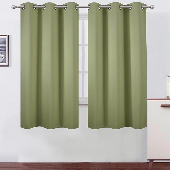 LEMOMO Sage Green Thermal Blackout Curtains/38 x 63 Inch/Set of 2 Panels Room Darkening Curtains for Bedroom