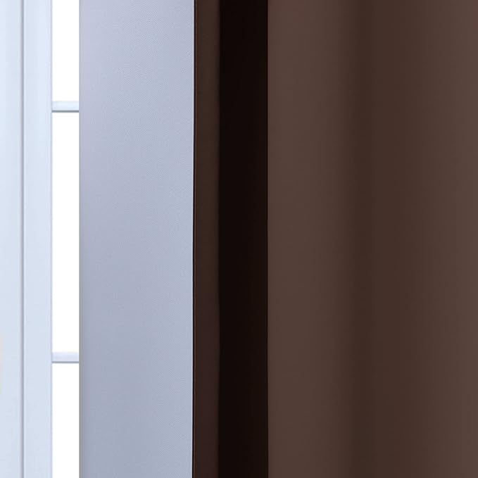 Yakamok 84 Inch Length Thermal Insulated Gradient Color Ombre Curtains with Grommet, Room Darkening Window Drapes for Bedroom (Brown and Greyish White, 52x84 Inch, Set of 2)