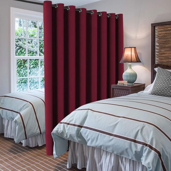 H.VERSAILTEX Thermal Insulated Grommet Blackout Curtains for Christmas & Thanksgiving Gift, Sliding Door Patio Door Curtains, Living Room Divider Curtains (1 Panel, 8.5ft Wide by 7ft Long) - Burgundy