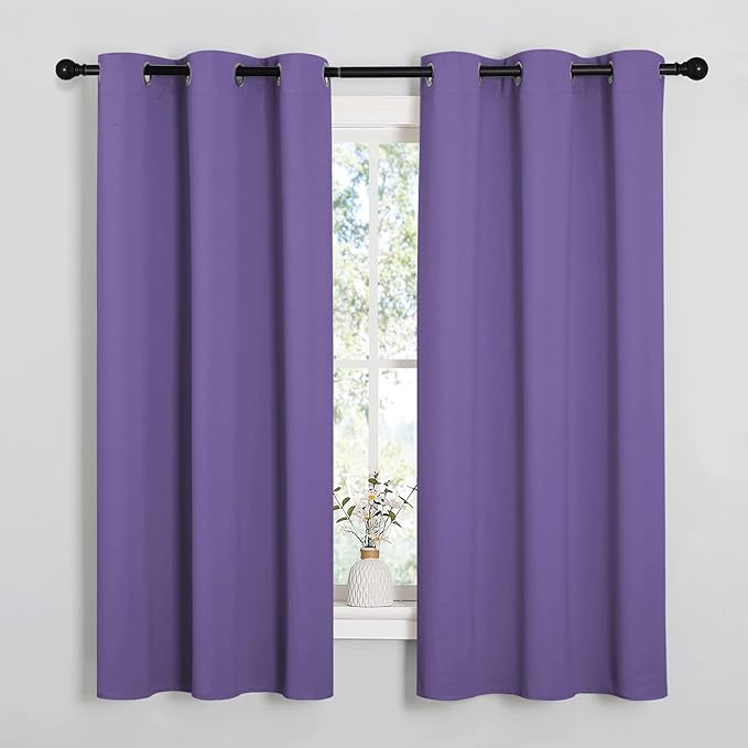NICETOWN Bedroom Curtain Panels Blackout Draperies, Thermal Insulated Solid Grommet Blackout Curtains/Drapes (Lilac Purple, 1 Pair, 29 by 40-inch)