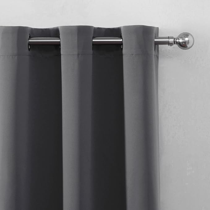 LEMOMO Blackout Curtains 66 x 54 Inch Long Frost Grey Curtains Set of 2 Panels Room Darkening Curtains for Bedroom and Living Room