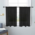 SpaceDresser Basic Rod Pocket Sheer Voile Window Curtain Panels Black 1 Pair 2 Panels 26 Width 30 Inch Long for Kitchen Bedroom Children Living Room Yard（Black，26Wx 30L）
