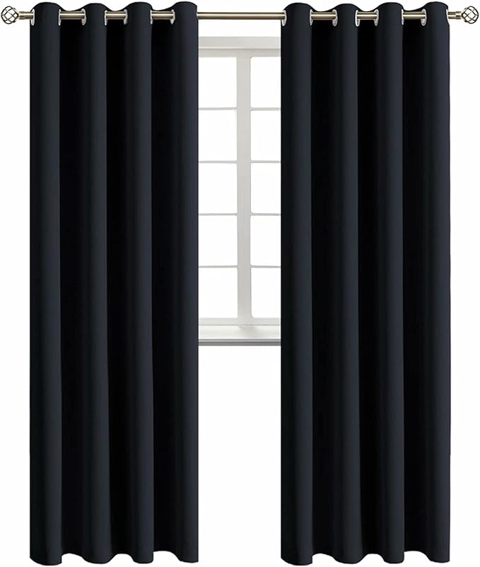 BGment Blackout Curtains for Living Room - Grommet Thermal Insulated Room Darkening Curtains for Bedroom, 2 Panels of 52 x 95 Inch, Black