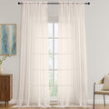 OVZME Cream Sheer Curtains 120 Inches Long 2 Panels Set, 59 Inch Extra Wide Soft Airy Lightweight Sheer Curtains for Living Room, Farmhouse Voile Filmy Rod Pocket Drapes, 59Wx120L Inches