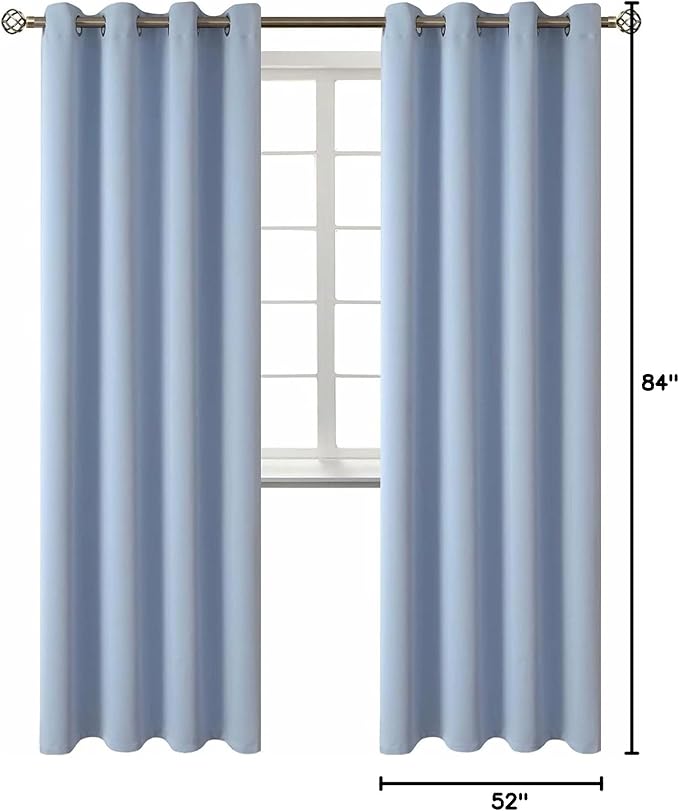 BGment Blackout Curtains for Living Room - Grommet Thermal Insulated Room Darkening Curtains for Bedroom, 2 Panels of 52 x 84 Inch, Spa Blue