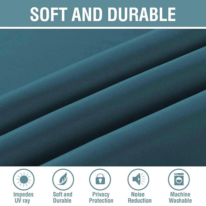 H.VERSAILTEX Blackout Curtain for Living Room Thermal Insulated Window Treatment Curtain Extra Long 108 inch Length Energy Saving Solid Grommet Top Blackout Drape, One Panel, Dark Teal, 52"W x 108"L