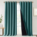 NICETOWN Total Shade Curtains and Draperies, Sea Teal, Package of 2, 62 inches Wide x 95 inches, LongHeavy-Duty Full Light Shading Drapes with Black Liner Backing for Villa/Hall/Dorm Window