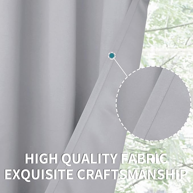 BGment Room Darkening Curtains 72 Inches Long - Grommet Thermal Insulated Drapes Window Treatment Curtains for Bedroom, 2 Panels, 42 x 72 Inch, Light Grey