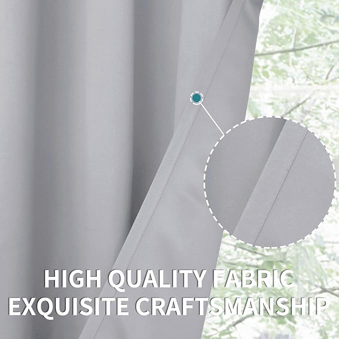 BGment Room Darkening Curtains for Bedroom - Grommet Thermal Insulated Window Treatments Light Blocking Curtains for Living Room, Set of 2 Panels, Each 46 x 72 Inch, Light Grey