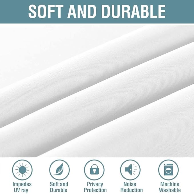 H.VERSAILTEX White Curtains for Living Room Pure White Curtain 96 inches Long Thermal Insulated Window Treatment Panel/Drape for Bedroom, White, One Panel, Grommet Top, 52" W x 102" L