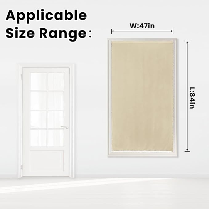 Self Adhesive Portable Blackout Curtains for Bedroom Easy to Install Window Thermal Lnsulated Kitchen Room Darkening Small Window Curtains, 47" W X 84" L, Beige, 1 Panel