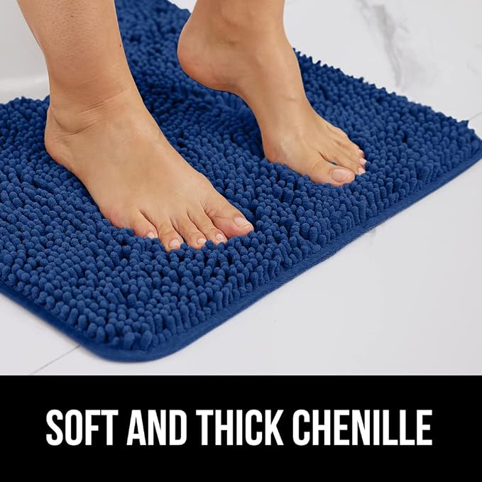 Bath Rugs 44 x 26 Inch Royal Blue Chenille, Quick-Dry Microfiber