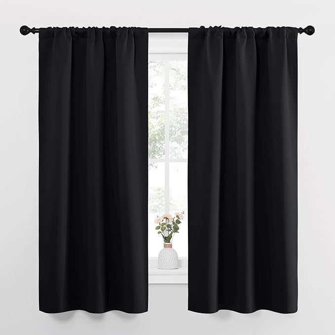 NICETOWN Black Out Curtain Panels for Kitchen - Energy Smart Decoration Thermal Insulating Blackout Drapes/Draperies for Small Window (2 Panels, 34 inches Wide by 63 inches Long)