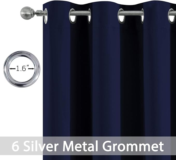 Yakamok 63 Inch Length Blackout Curtains for Bedroom, Room Darkening Thermal Insulated Blackout Drapes for Living Room, Navy Blue, 2 Panels,38 Inch Width