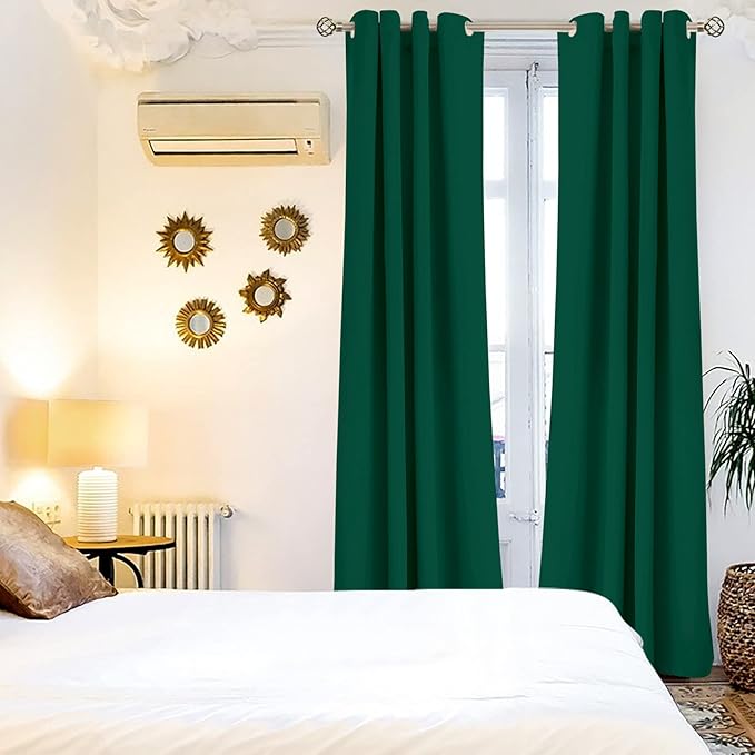 BGment Green Blackout Curtains 96 Inches Long, Grommet Thermal Insulated Room Darkening Curtains for Bedroom, Set of 2 Panels, Each 55 x 96 Inch