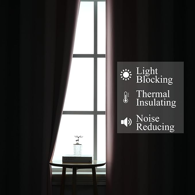 Pink and Grey Blackout Curtains 84 inch Length,Ombre Full Room Darkening Window Curtains for Living Room,Grommet Thermal Insulated Drapes,Light Blocking Curtains for Girls Bedroom,52x84 Inch, 2 Panels
