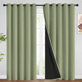 SimpleHome 100% Blackout Curtains for Bedroom,Thermal Insulated Sage Grommet Window Drapes Room Darkening Curtains for Living Room with Black Back,62 x 84 Inch,2 Panels