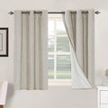 H.VERSAILTEX Primitive Linen Curtains 100% Blackout Curtain Drapes Burlap Fabric Curtains with White Thermal Insulated Liner, Grommet Top Drapes Living Room/Bedroom (2 Panels, 42 x 45 Inch, Stone)
