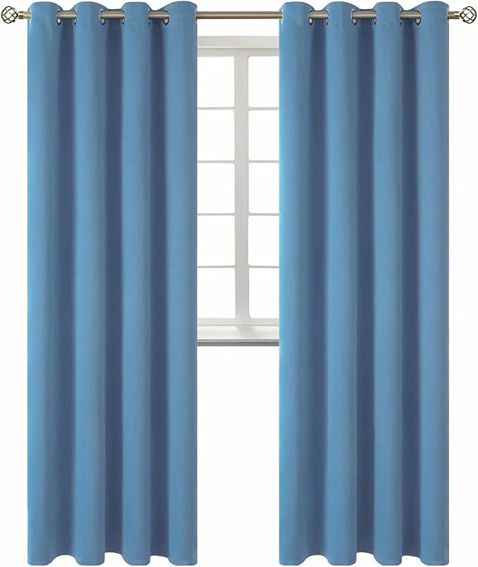 BGment Blackout Curtains for Bedroom - Grommet Thermal Insulated Room Darkening Curtains for Living Room, Set of 2 Panels (52 x 95 Inch, Faded Denim)