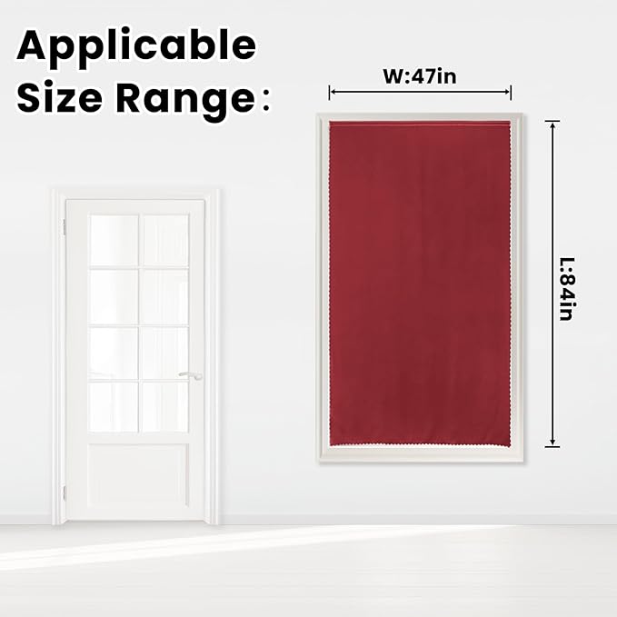 Self Adhesive Curtains, Stick Curtain Blackout Shades Window Cover Curtains for Living Room No Drilling, 47" W X 84" L, Burgundy, 1 Panel